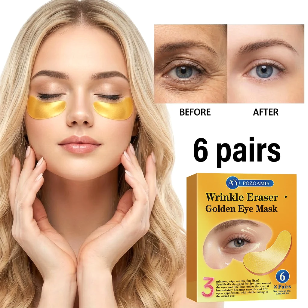 24K Gold Collagen Gel Eye Mask Anti-Aging Under Eye Patches Firming Moisturizing Pads for Wrinkle Dark Circle Eyebag Removal US Fast Delivery 60pcs