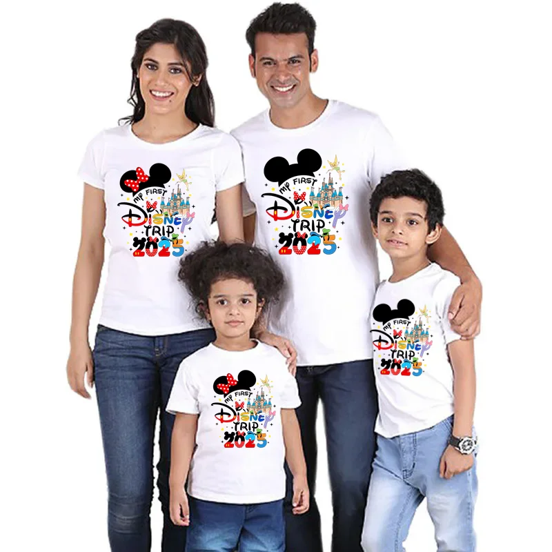 Mi primer viaje de Disney 2025, trajes a juego para la familia, camiseta de algodón con apariencia familiar para vacaciones