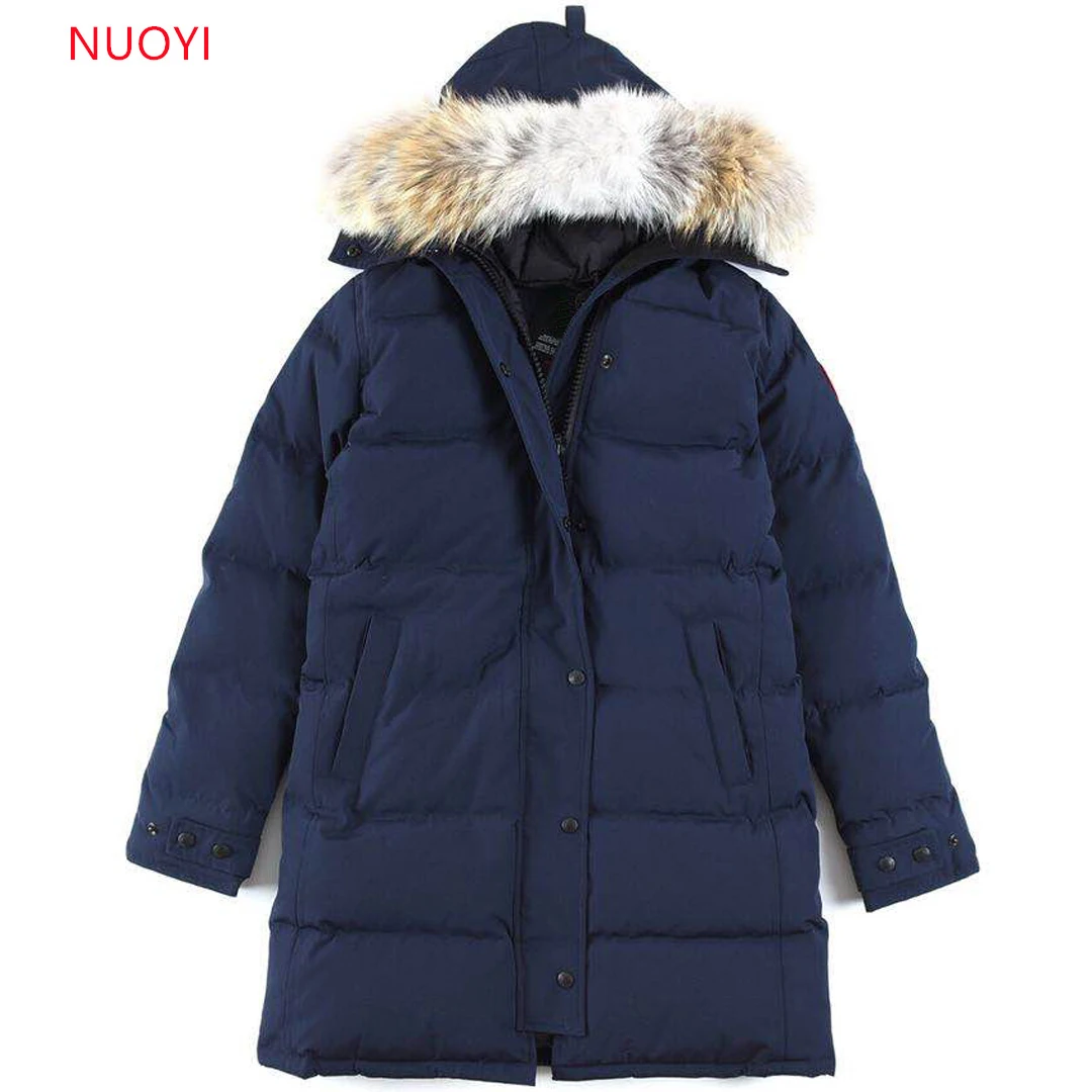 15 cappotto lungo Lady Canadian piumino donna Parka Expedition 95% piumino d\'oca bianco Snowcoat Top Brand autentica pelliccia di Coyote 3802L