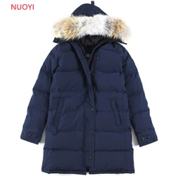 15 cappotto lungo Lady Canadian piumino donna Parka Expedition 95% piumino d'oca bianco Snowcoat Top Brand autentica pelliccia di Coyote 3802L