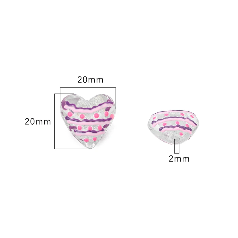 1Pcs 20x20mm Fashion Cute Handmade Lampwork Glass Heart Beads Charm Pendant for Necklace Earring DIY Jewelry Making Accessories