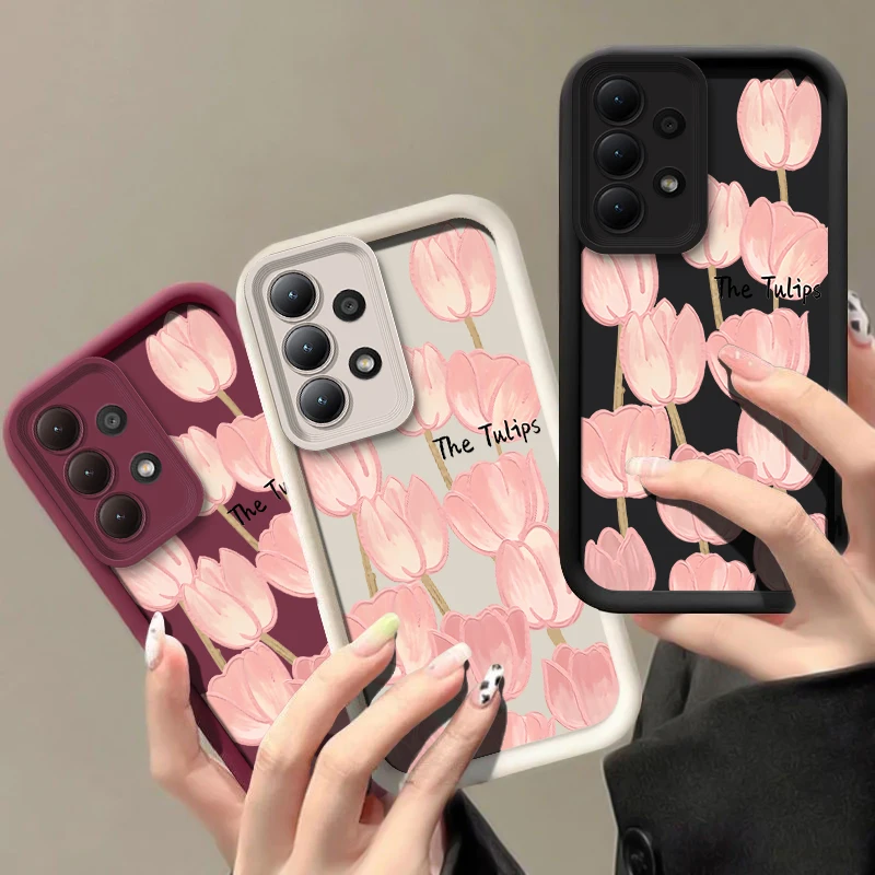 Shokcproof جراب هاتف لسامسونج غالاكسي ملاحظة 20 الترا M34 M31 M54 M51 M30S M23 M22 M16 M15 M13 زهرة التوليب لينة غطاء سيليكون