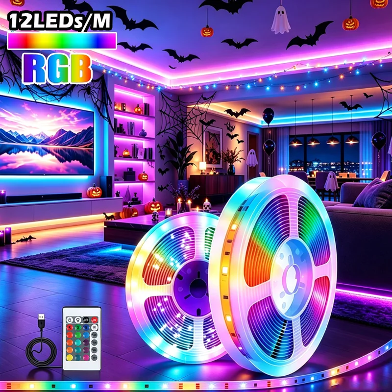 5050 LED Strip Lights with 24-Key Remote, RGB Color Changing LED Light Strip, USB Powered TV Backlight