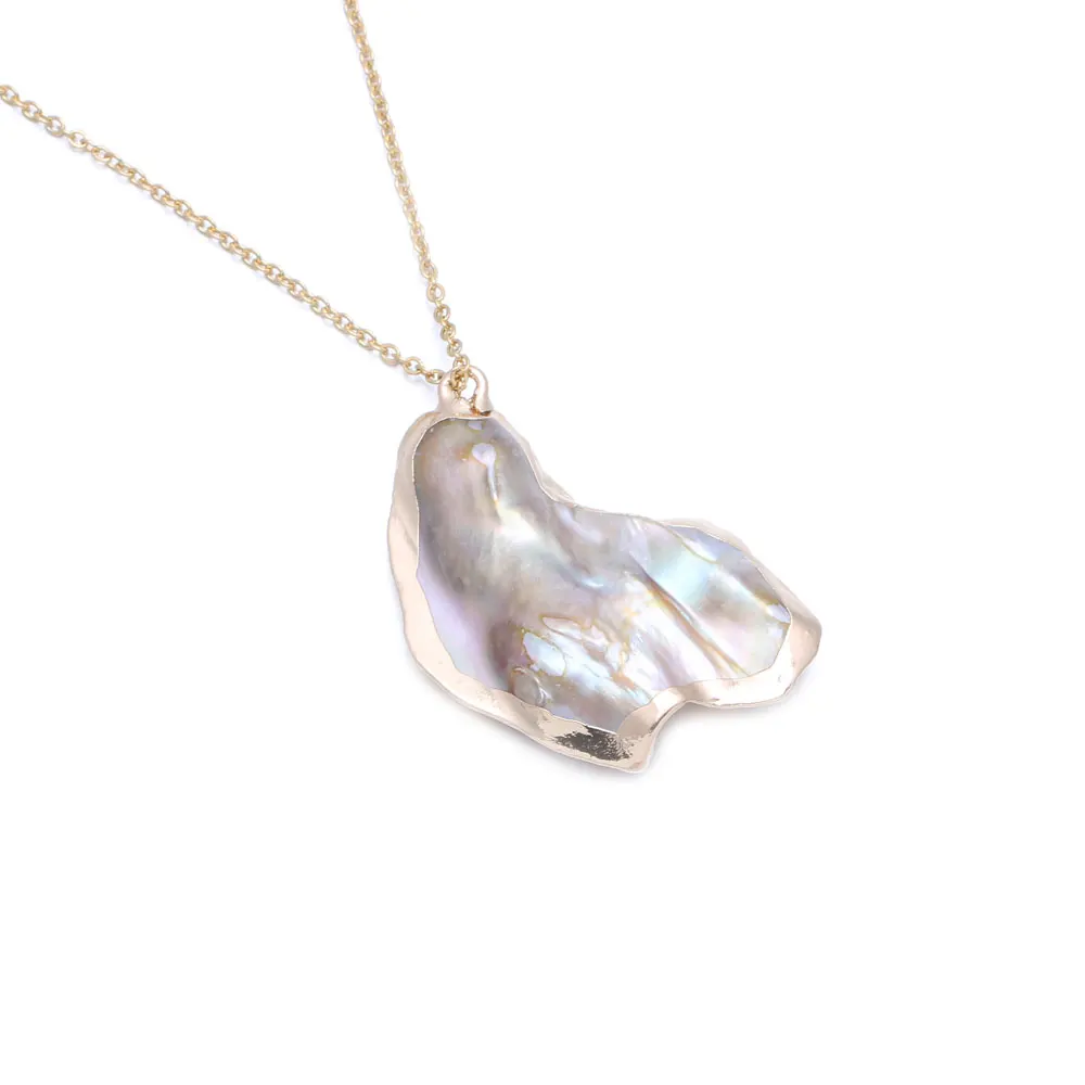 

Shell Pendant Natural Mother Of Pearl Shell Electroplated Gold Edge Pendant For Jewelry Making DIY Necklace Beacelet Accessory