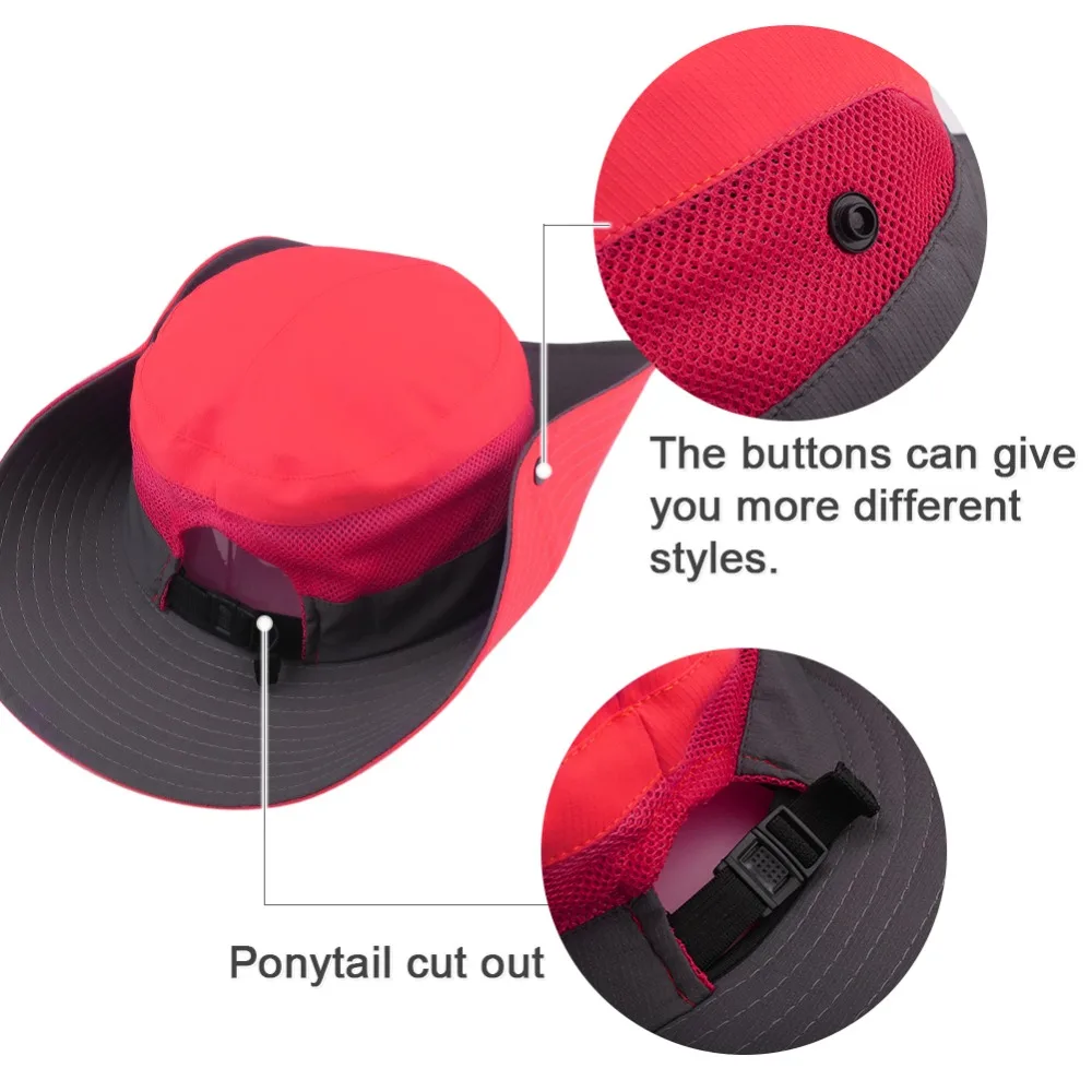 Parents-Child Fishing Hat 2024 Women Summer Ponytail Hat Outdoor UV Protection Bucket Hat Large Wide Brim Bob Hiking Sun Hat