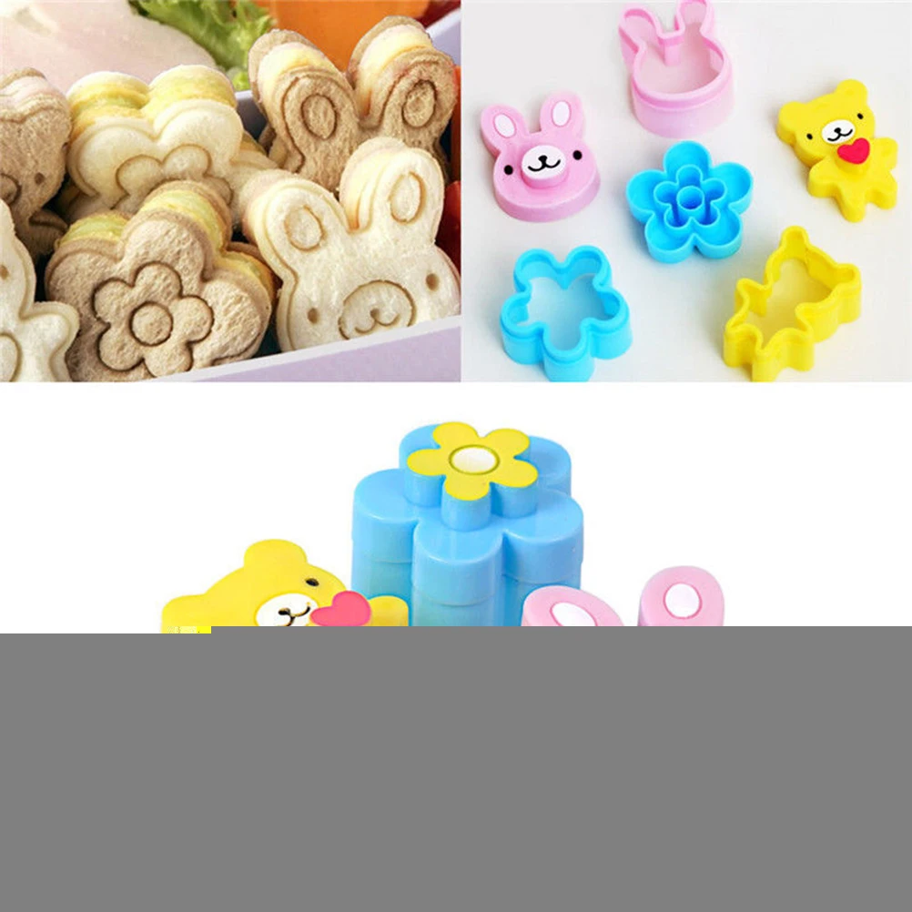 3Pcs/Set Japanese Style Bread Cheese Meat Food Cutter Flower Rabbit Bear Shape Mold Sandwish Form Maker Lunch Box