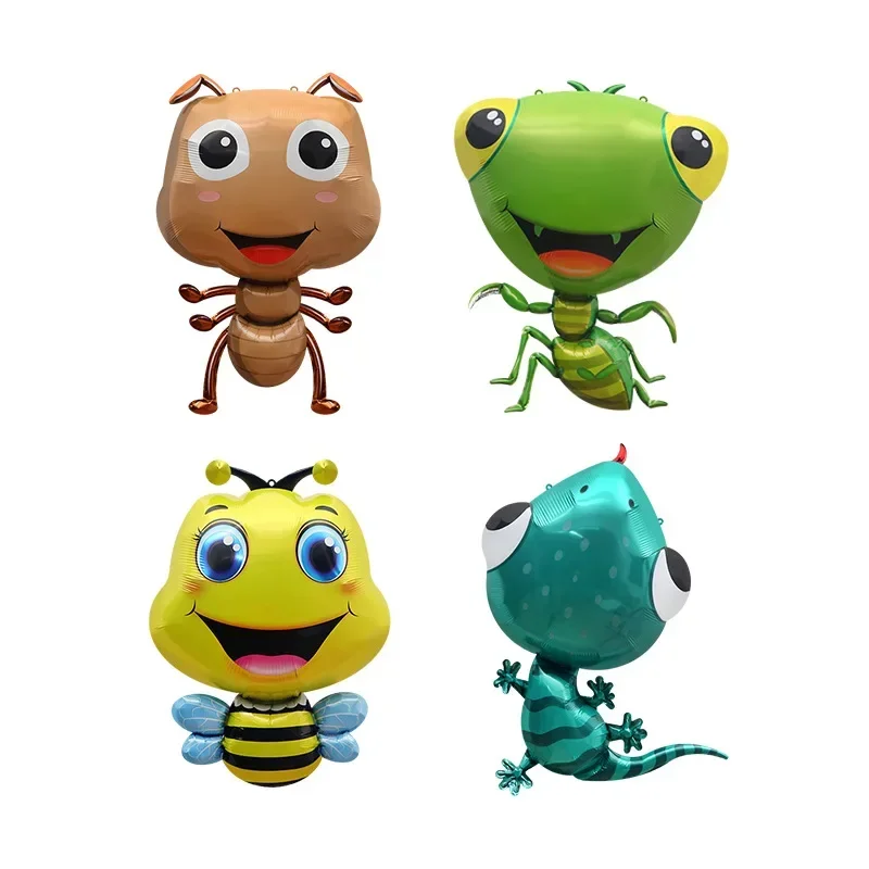 New Three-dimensional Animal Shape Cartoon Aluminum Film Balloon Gecko Bee Cartoon Balloon Ant Mantis Balloon Wholesale