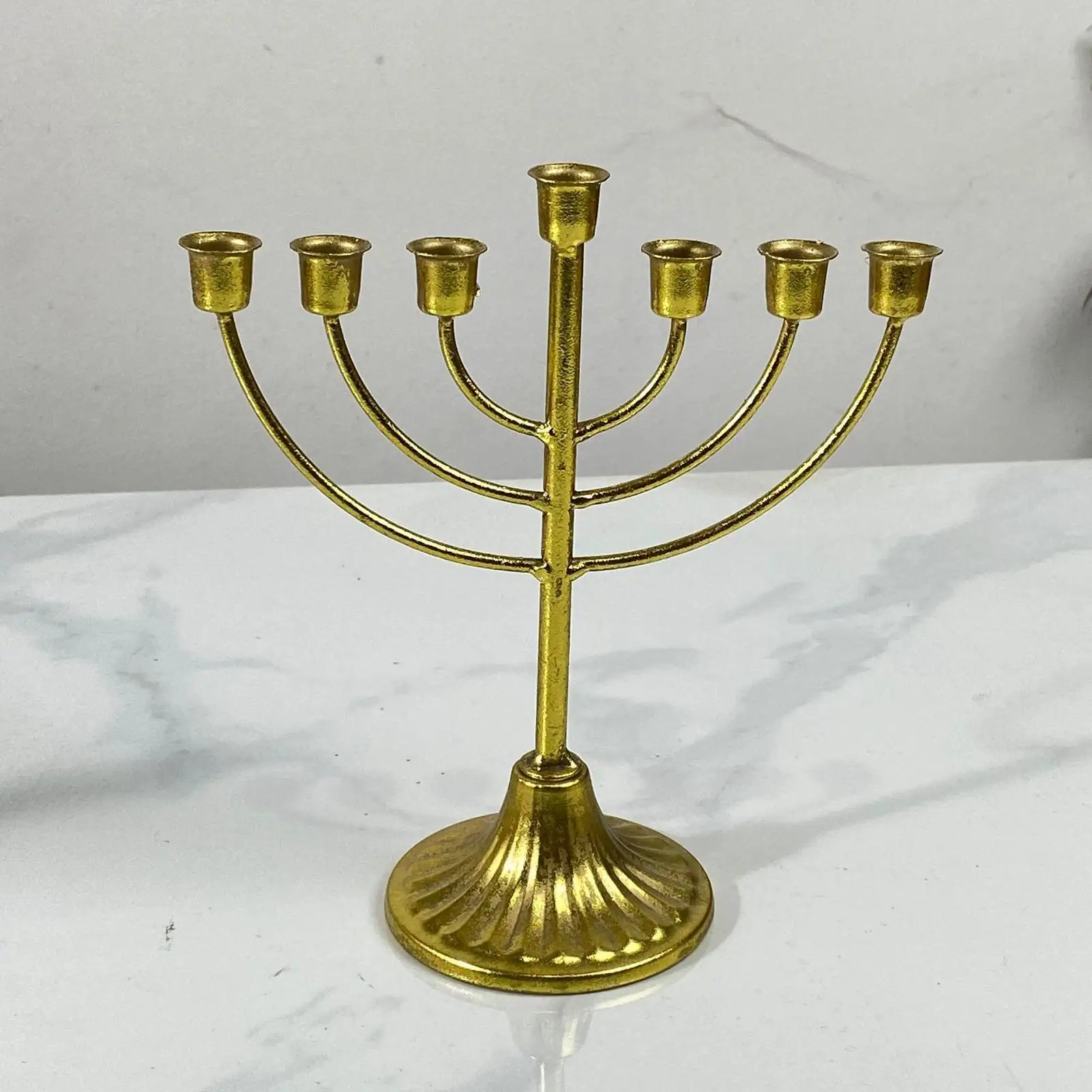 Gold Candlestick Holder Hanukkah Candlestick Holder Safe and Stable Metal Menorah Gift for Family Friends