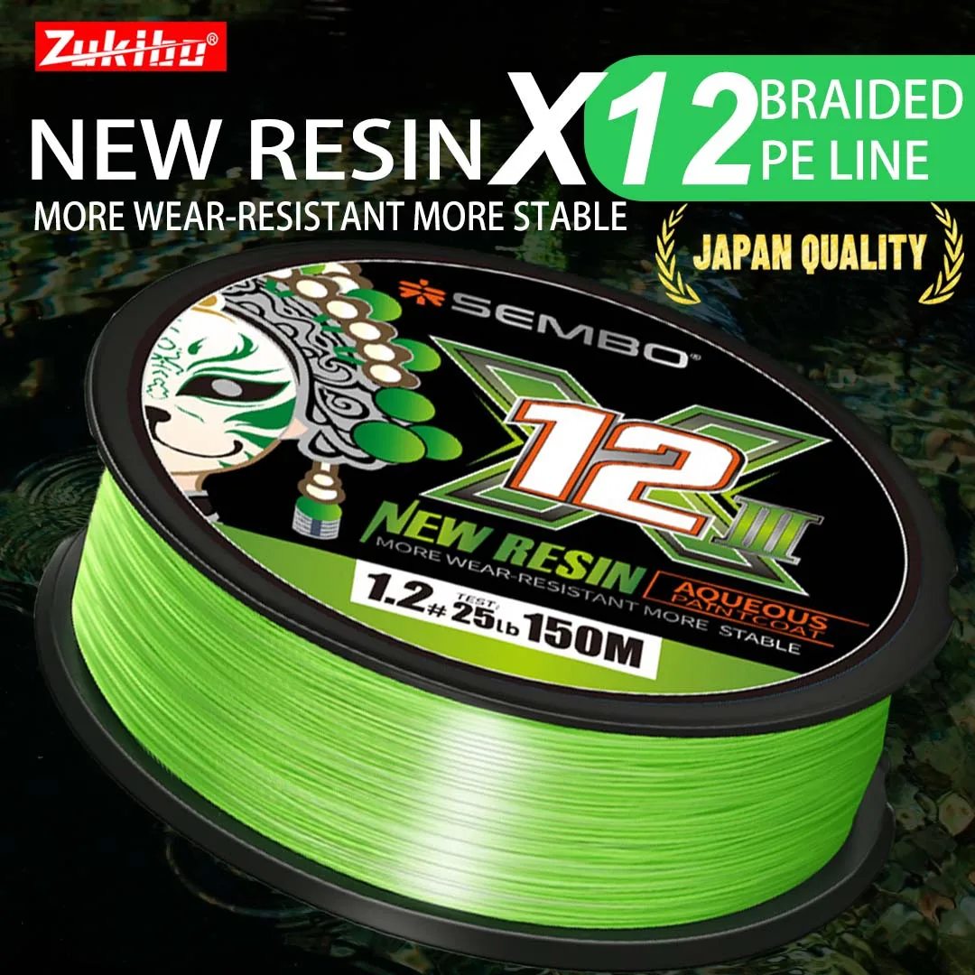 

ZUKIBO X12 12 Strands Braided Pe Fishing Line Multifilament Sea Saltwater Fishing Weaves Super Strong Power Cast Pesca Fishing