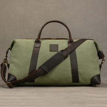 Płócienna skórzana torba podróżna dla mężczyzn Męskie torby podróżne Torba na ramię o dużej pojemności do podróży Torby weekendowe Męska torba marynarska