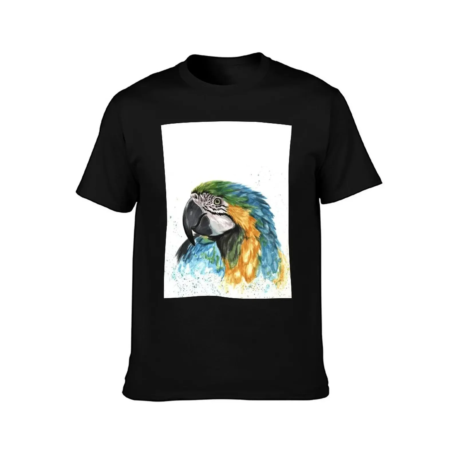 Blue macaw T-Shirt man clothes croswit shirt man cute tops Short sleeve tee men