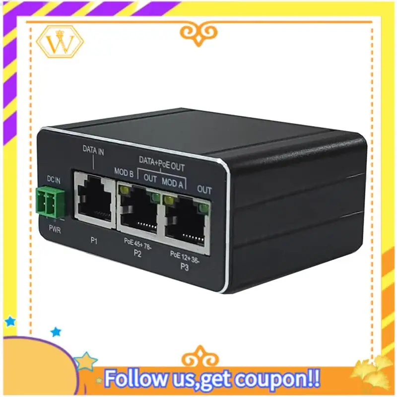 

A01K-30W Форсунка POE Пассивный вход постоянного тока 48 В 30 Вт Выходный режим поддержки A 12+36- и B 45+ 78-контактный инжектор POE RJ45