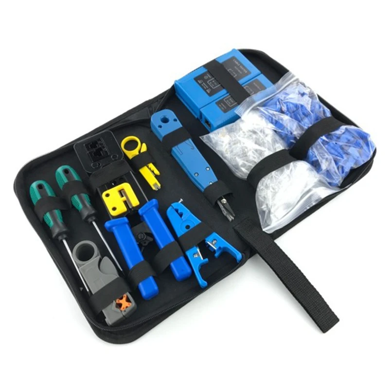 

RJ45 Crimping Tool Kit For RJ11/RJ12/CAT5/CAT6/Cat5e Computer Maintenacnce Lan Cable Tester Network Repair Tool Set