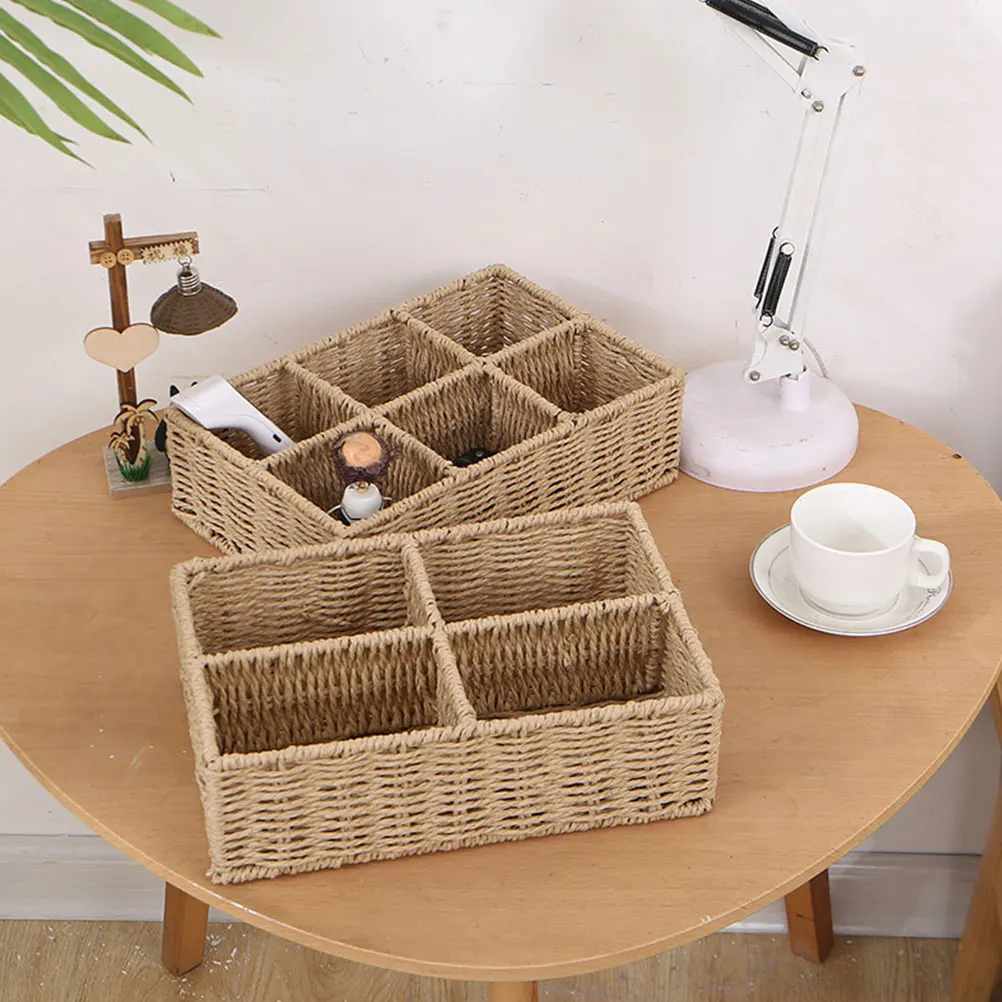 

Bracket Washing Basket Skincare Holder Paper Rope Storage Baskets Wicker Office