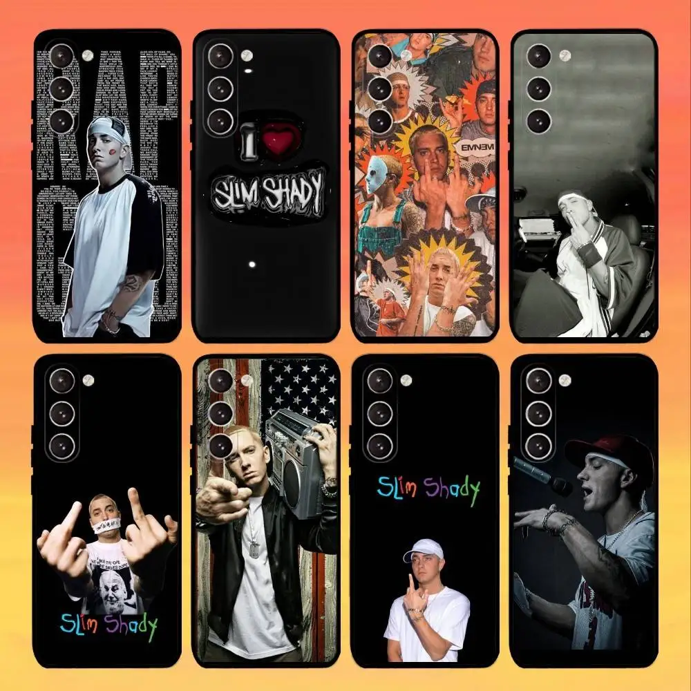 حافظة هاتف هيب هوب S-Slim Shady E-Eminems لهاتف سامسونج جالاكسي A73، A21s، A22، A31، A52، A53، A71، A41 غلاف أسود ناعم