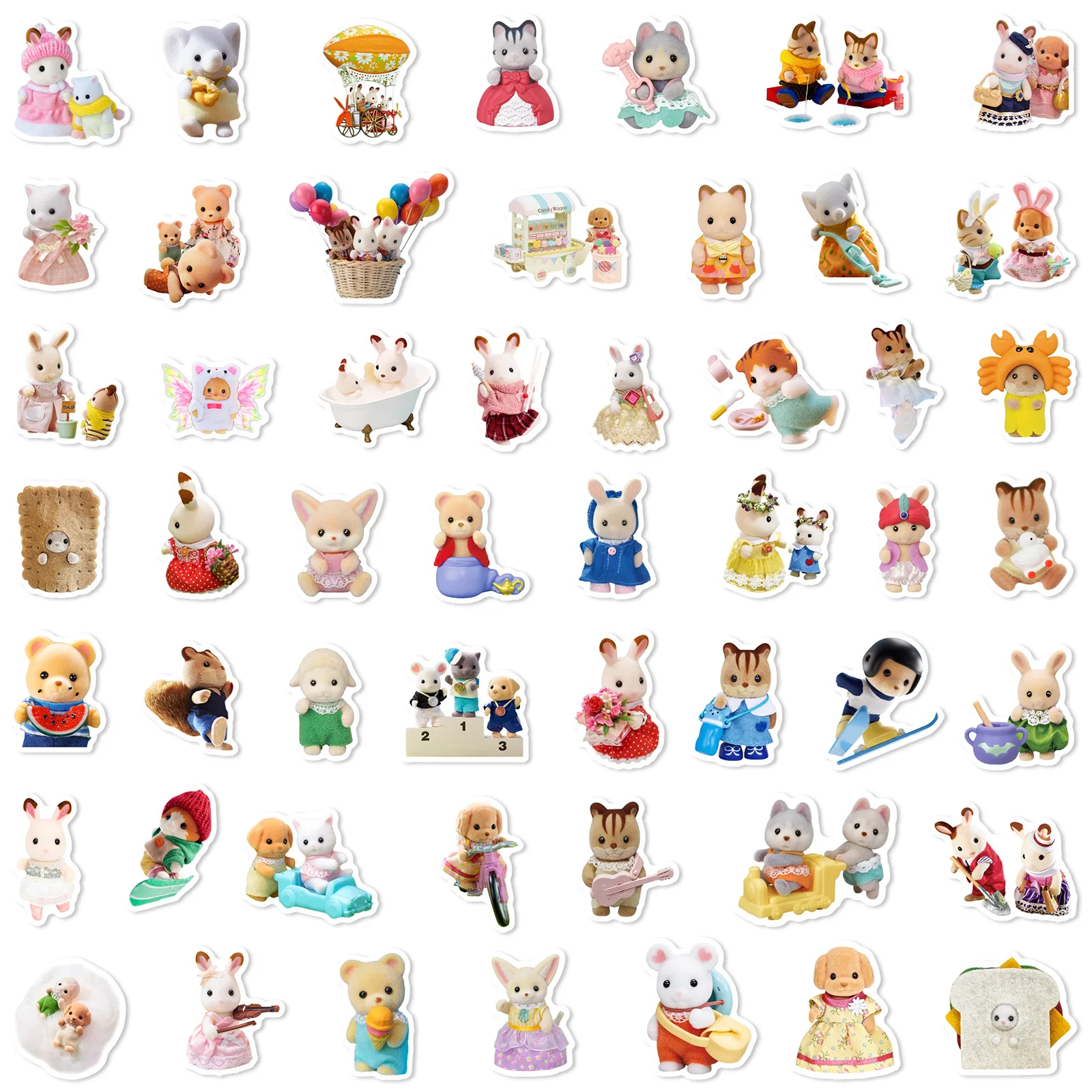 100 stuks schattige Calico Critters cartoon graffiti stickers telefoon gitaar laptop notebook koffer waterdichte sticker stickers speelgoed