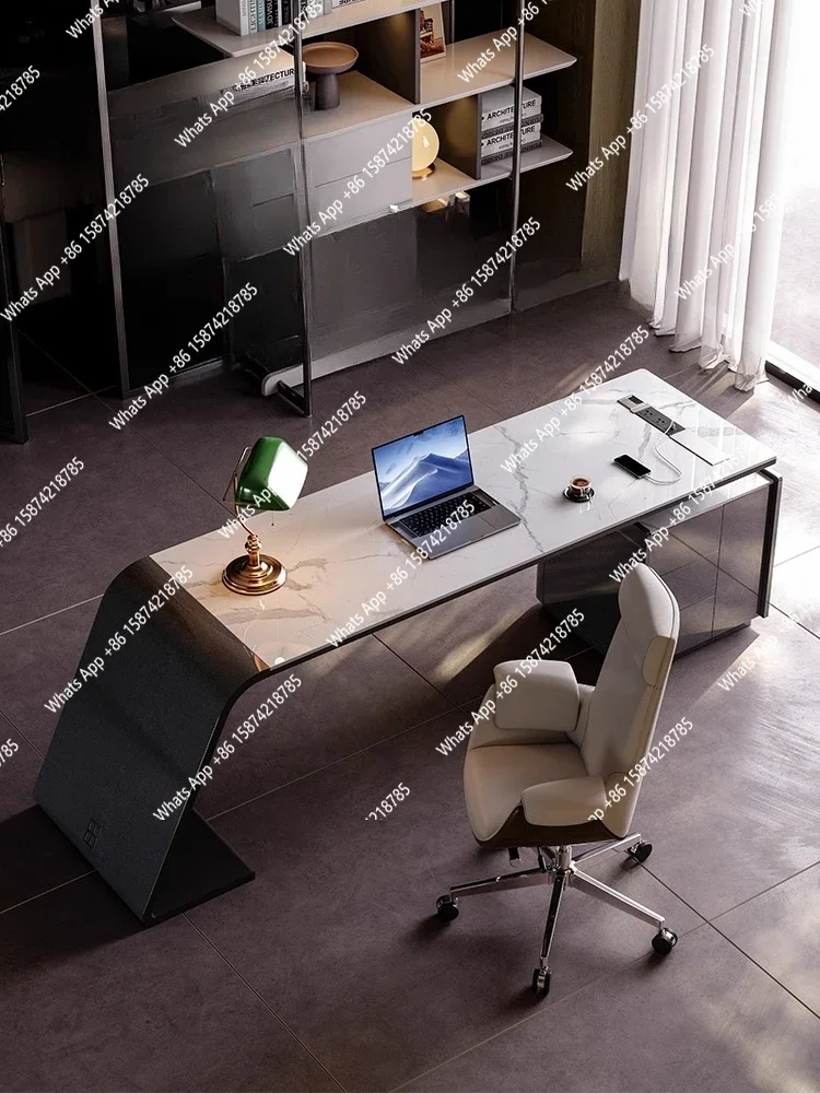 

MS Высококачественный письменный стол из каменной плиты Современный угловой стол Легкий роскошный простой компьютерный рабочий стол