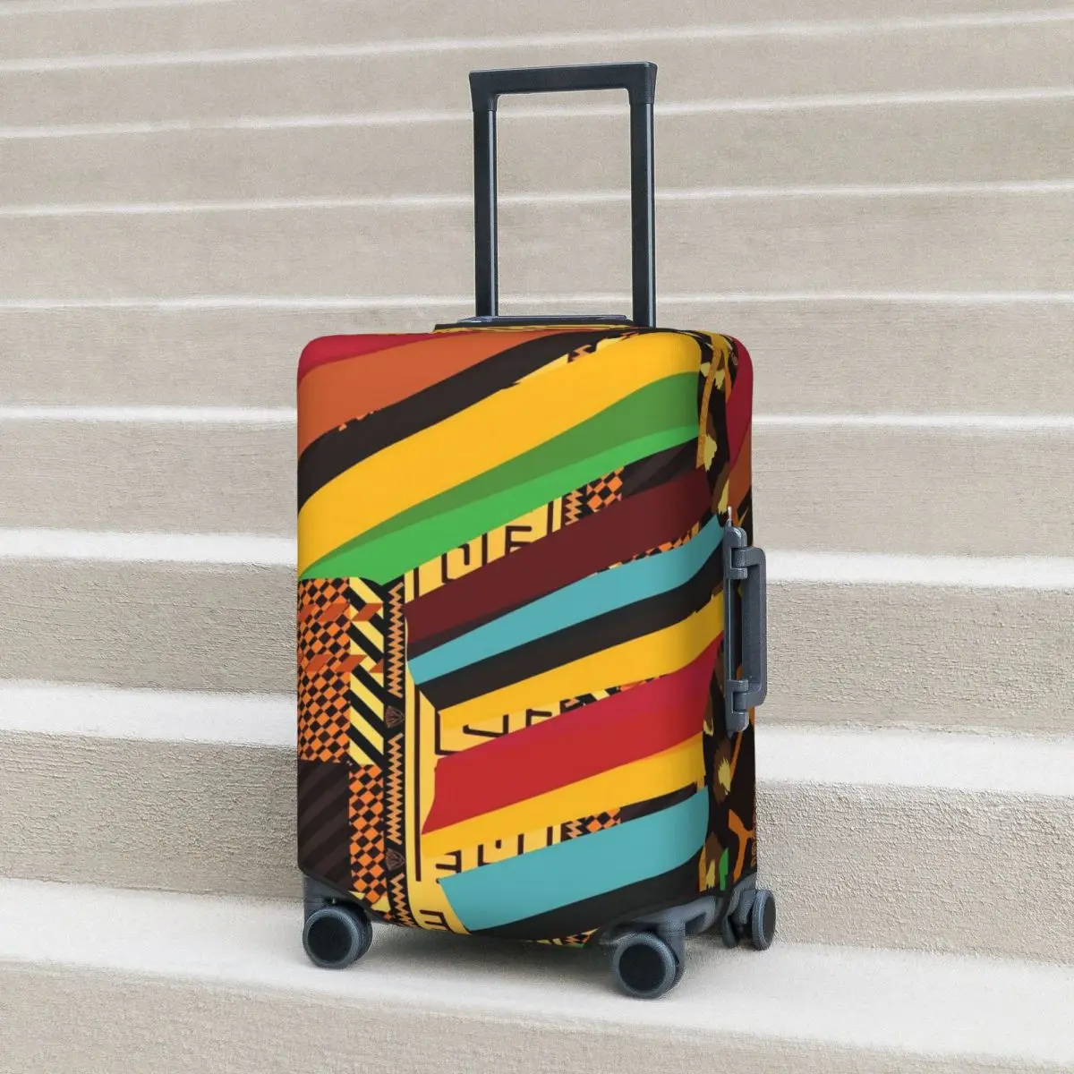 Print Patchwork Print Suitcase Cover Vintage African Vacation Travel Strectch Luggage Accesories Protector