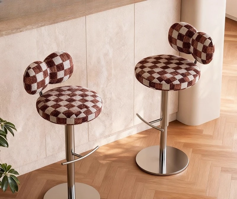 Italian minimalist bar chair, household island chair, liftable, stainless steel