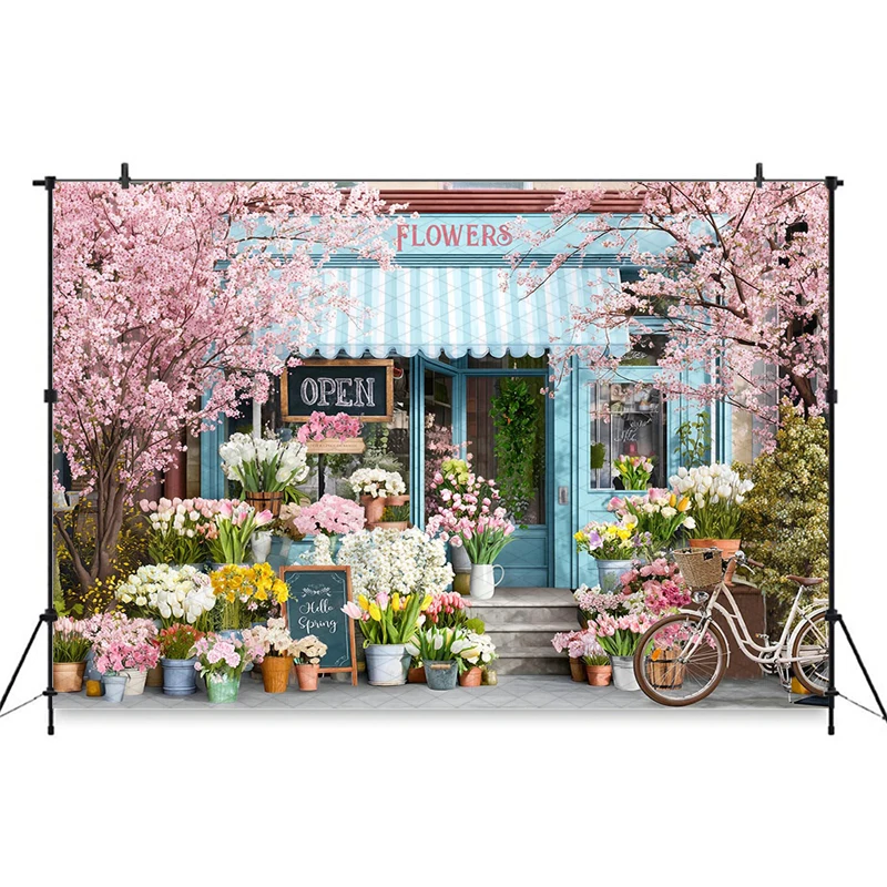 Mocsicka Easter Backdrops Photography Shooting Props Spring Eggs Curtain Flower Green Grass Decorations Photo Backgrounds Banner