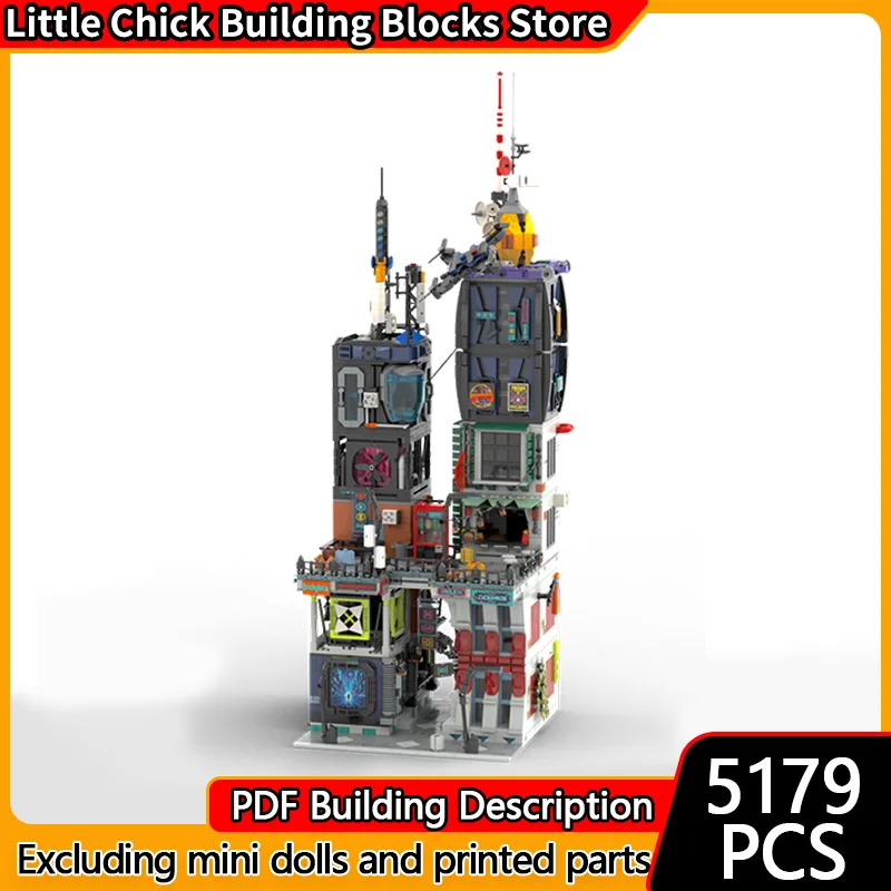 City Street View Model MOC Building Bricks Urban Architecture Scene Modular Technology Gifts Holiday Assemble Children Toys Suit