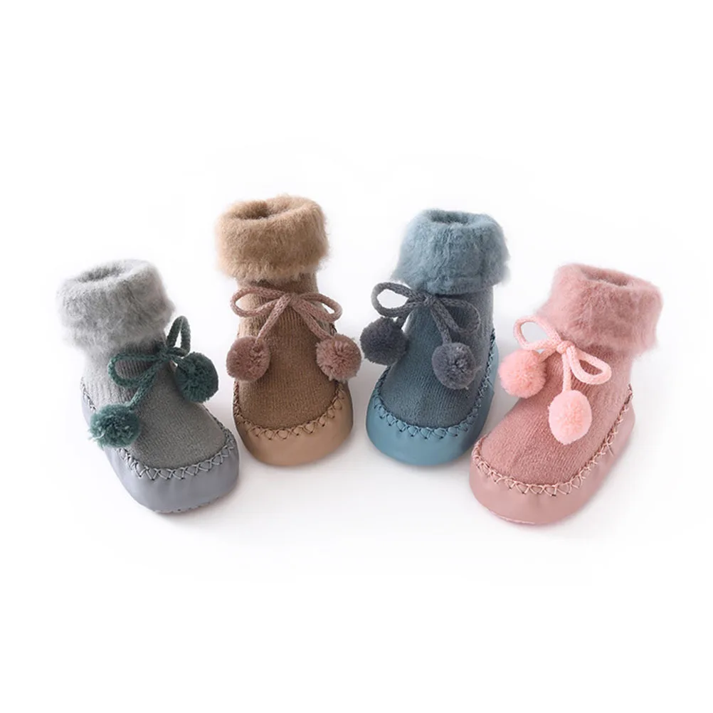 Kaos Kaki Bayi Ukuran XS Warna Kopi 0-6 Bulan Anti Selip Kaos Kaki Balita Hangat Katun Kaos Kaki Bayi Anti Slip Bernapas Musim Dingin Prewalker