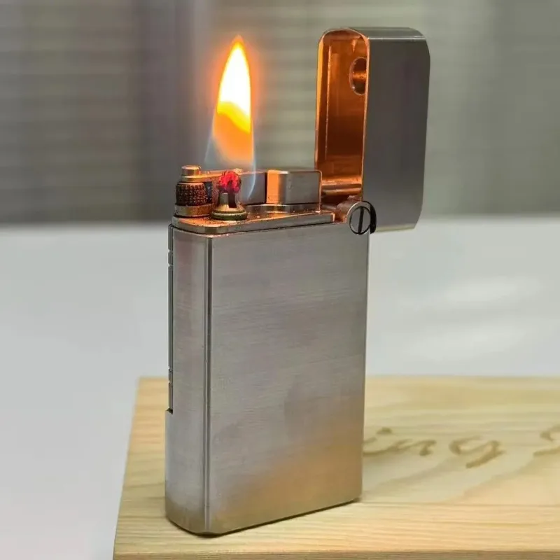 ولاعة زيت دقيقة عالية الجودة باستخدام الحاسب الآلي كاملة 316 من الفولاذ المقاوم للصدأ ولاعة الكيروسين صندوق هدايا خشبي نادر التعبئة والتغليف جمع التدخين #4