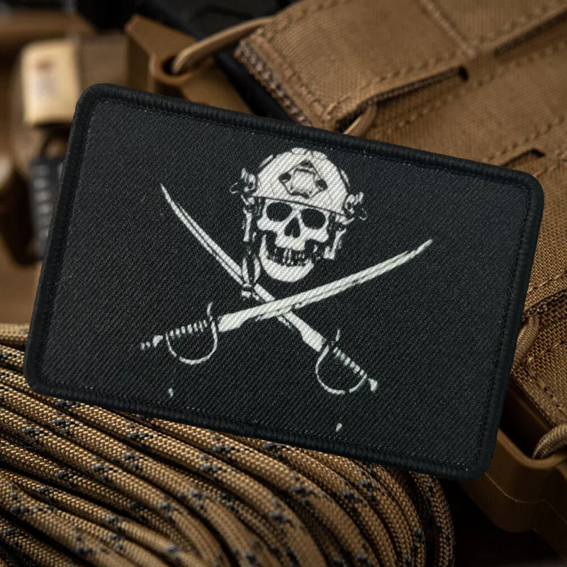 Reaper Skeleton Tactical Patch Roger Skull Printed Hook&Loop Patches on Clothes Military Morale Badge Armband Backpack Stickers