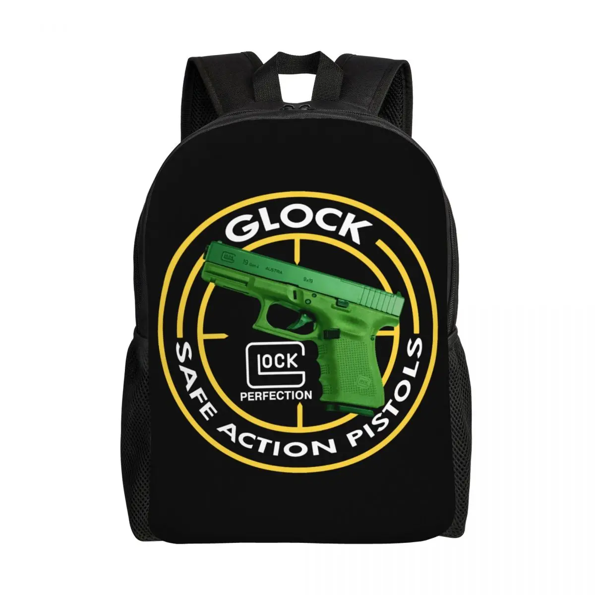 Impressão 3d caça tático tiro glock mochila meninas meninos faculdade escola sacos de viagem das mulheres dos homens bookbag se encaixa 15 Polegada portátil