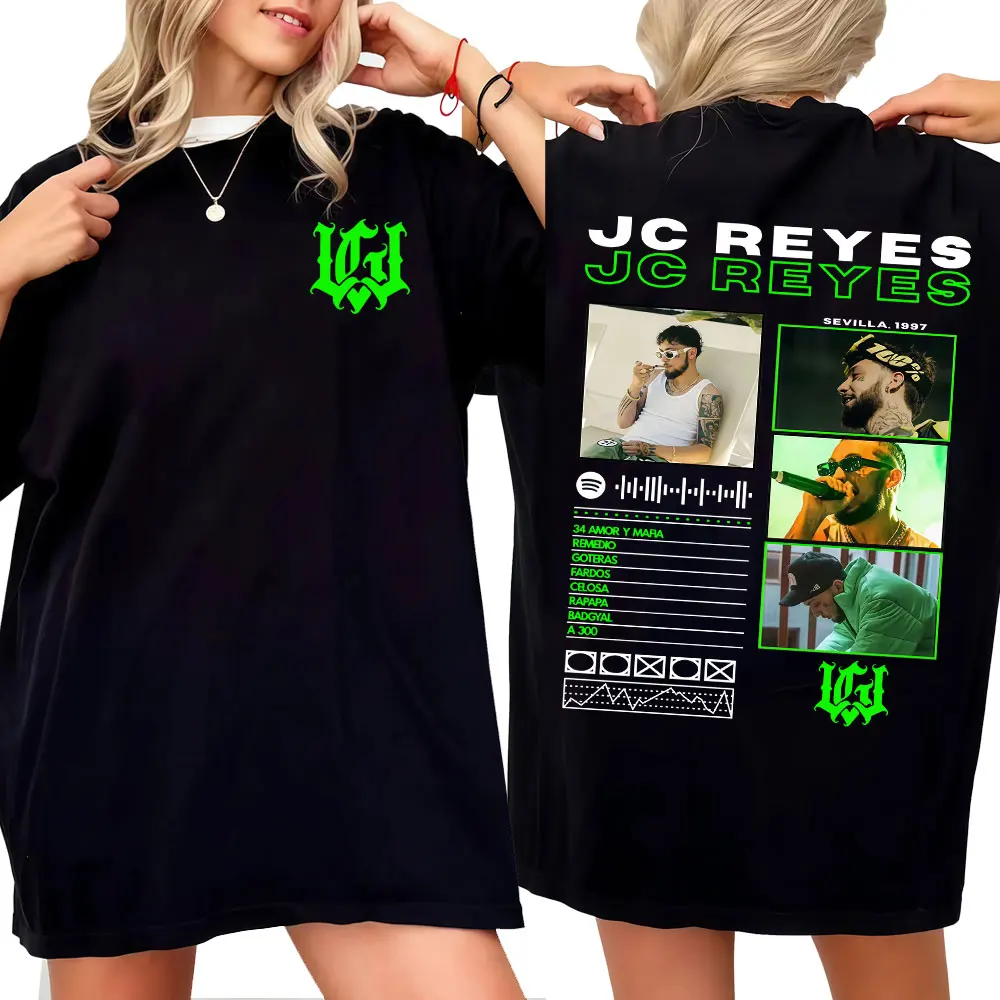 مغني الراب Jc Reyes ألبوم جولة 2025 غطاء تي شيرت الرجال النساء موضة تتجه خمر تي شيرت الصيف بلايز الراحة المتضخم تي شيرت