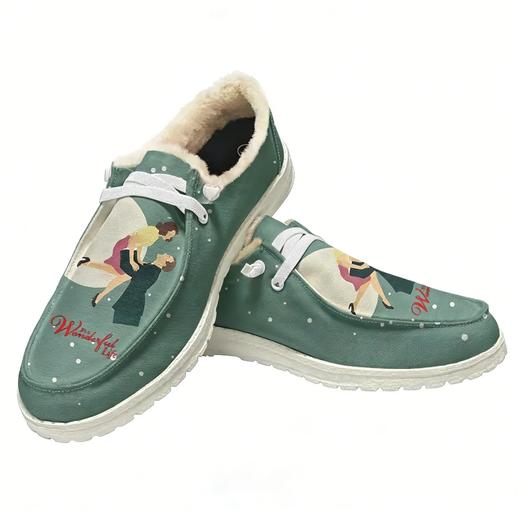 

It's a Wonderful Life Plush Flat Shoe Men Women Teenager Warm Shoe Indoor Outdoor High Quality Lightweight Shoes Custom Footwear