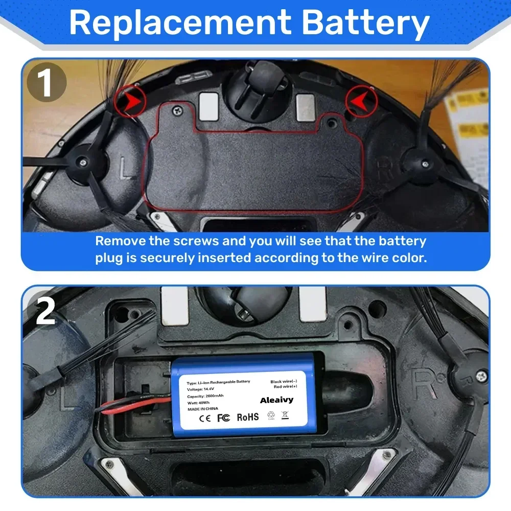 

High-Quality 18650 Batteries 14.4V 2600mAh Li-ion Battery For XIAOMI MIJIA MI Robot Vacuum-Mop Essential MJSTG1 Vacuum Cleaner
