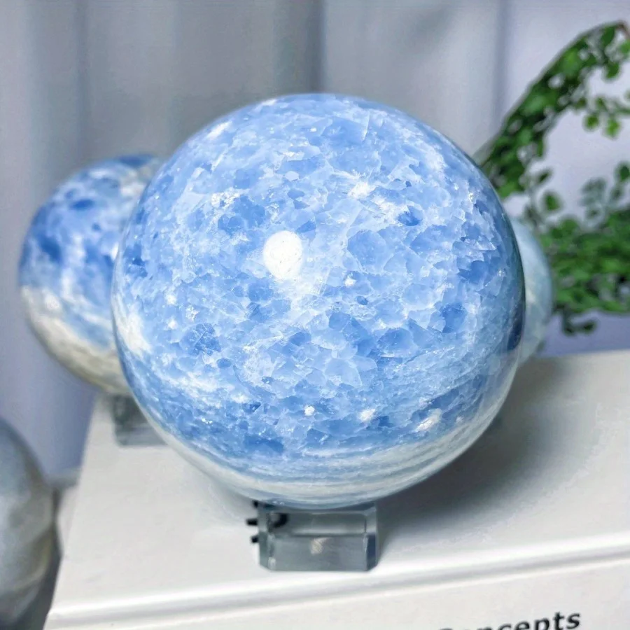 Nature Celestite Sphere Crystal Yoga Meditation For Home Office Garden Decoration Halloween and Christmas Gift