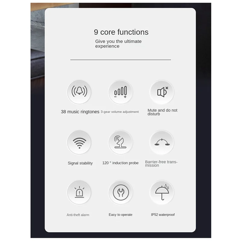 Y19A Wireless Waterproof Doorbell Two-To-One Human Body Infrared Induction Doorbell Store Reminder Welcome Device US-Plug Durabl