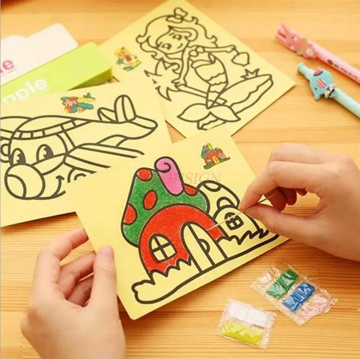 DIY Sand Painting Material Toy Painting Colorful Children's Sand Painting Set Creative Scratching Handmade Children's Painting