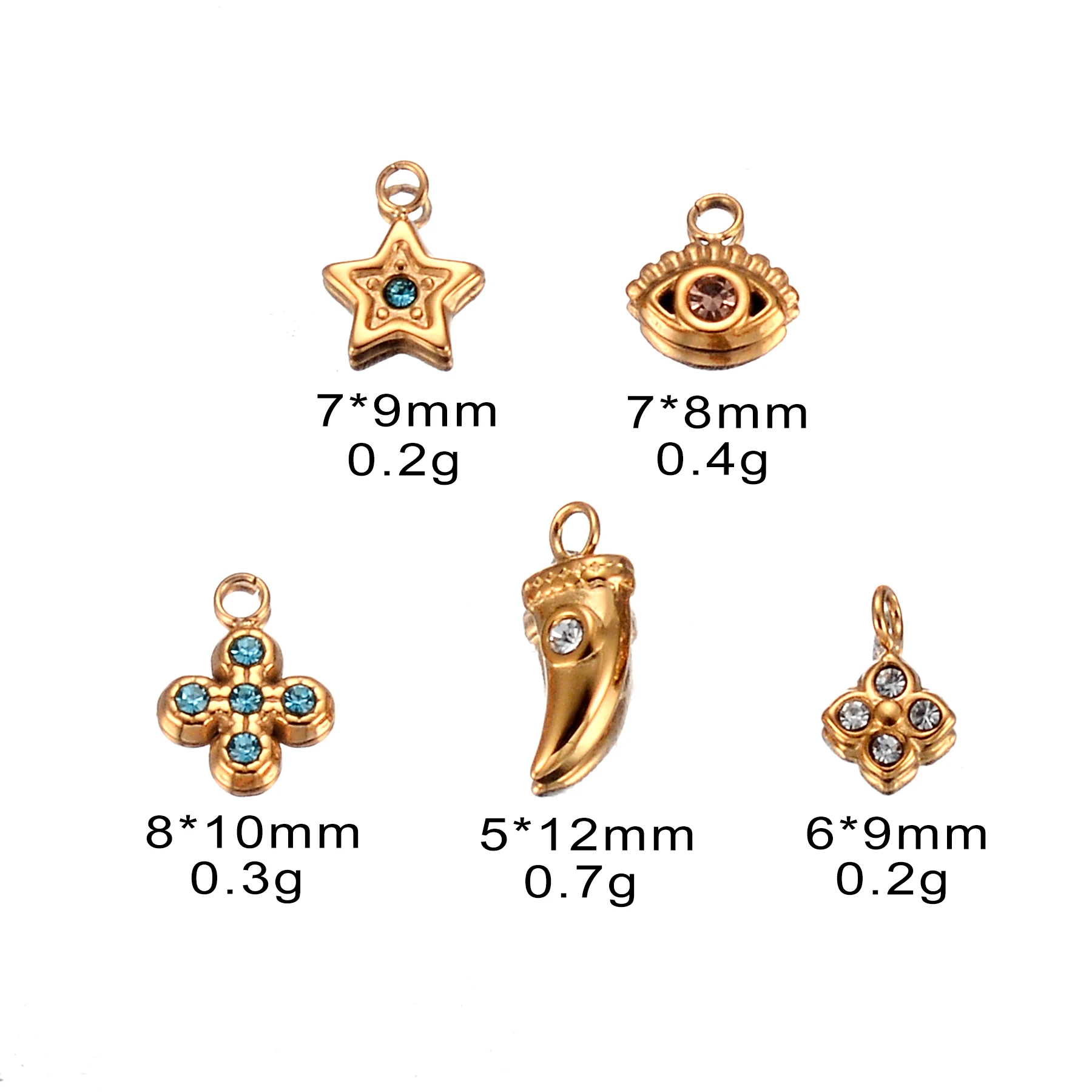 10Pcs/Lot Star/Eye/Cross/Dagger Shaped Stainless Steel Fashion Accessorie Hypoallergenic Charms Jewelry Making Bracelet Necklace
