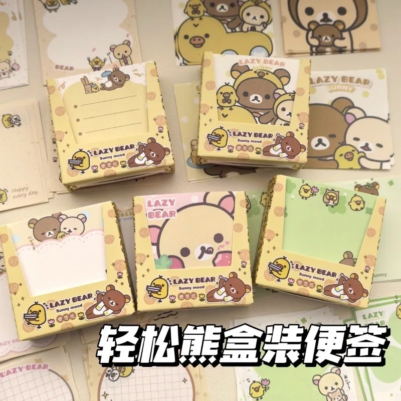 200 Sheets Ins Cute Easy Bear Boxed Sticky Note Cartoon High Value Message Sticky Girl  Note Paper Cute Stationary Notepads