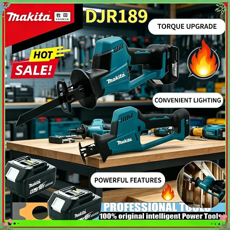 

Аккумуляторная сабельная пила Makita DJR189 для резки дерева и металла, портативный электроинструмент, бесщеточная электрическая сабельная пила