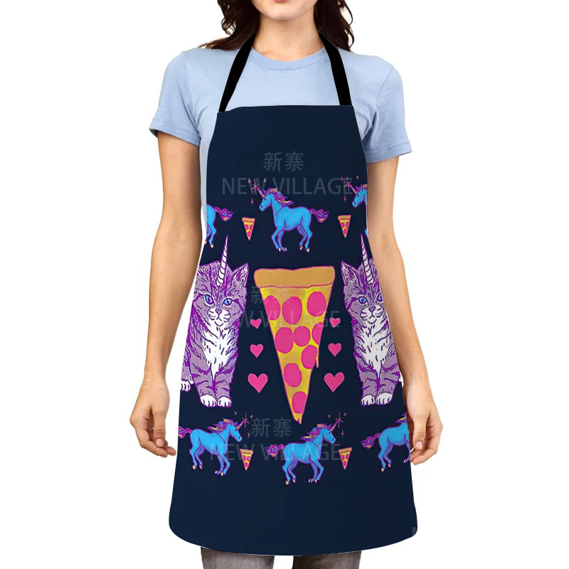 1Pcs Kitchen Apron Sketch Campers Car Printed Sleeveless Cotton Linen Aprons for Men Women Home Cleaning Tools