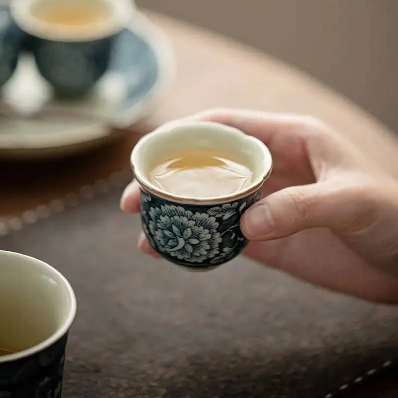 زهرة رو فرن زهرة الفم كوب ماستر كوب السيراميك كوب شاي صغير العتيقة نمط تذوق كوب فرقعة كوب واحد طقم شاي الكونغ فو #2