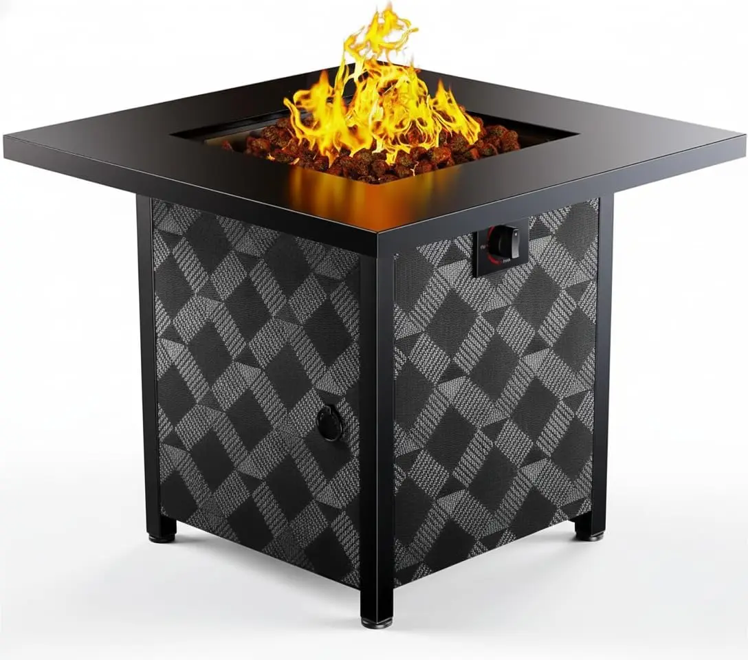 

Propane Fire Pit Table, 32Inch Gas Outdoor Fire Pit Table CSA-Certified for Outside Patio with Lava Rocks, Add Warmth and Amb