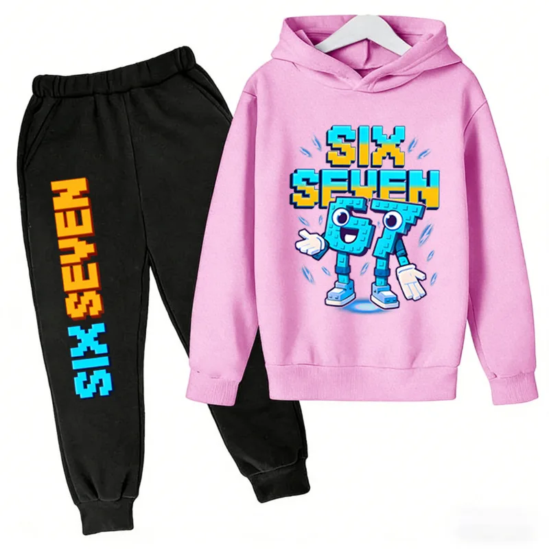 Spring Steal a Brainrot Tracksuit 67 Six Seven Print Zestaw Ubrań Dziecięcych Bluza z Kapturem + Spodnie 2-częściowy Zestaw Chłopiec Dziewczynka Prezenty Świąteczne dla Dzieci.