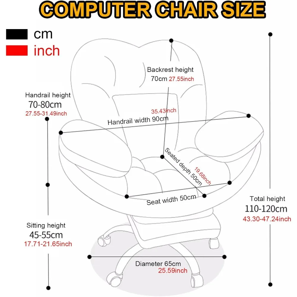 "كرسي ألعاب مريح - مسند ظهر مرتفع مع 90-130 ° مسند قدم قابل للسحب، 360 درجة ° كرسي مكتب دوار" #2
