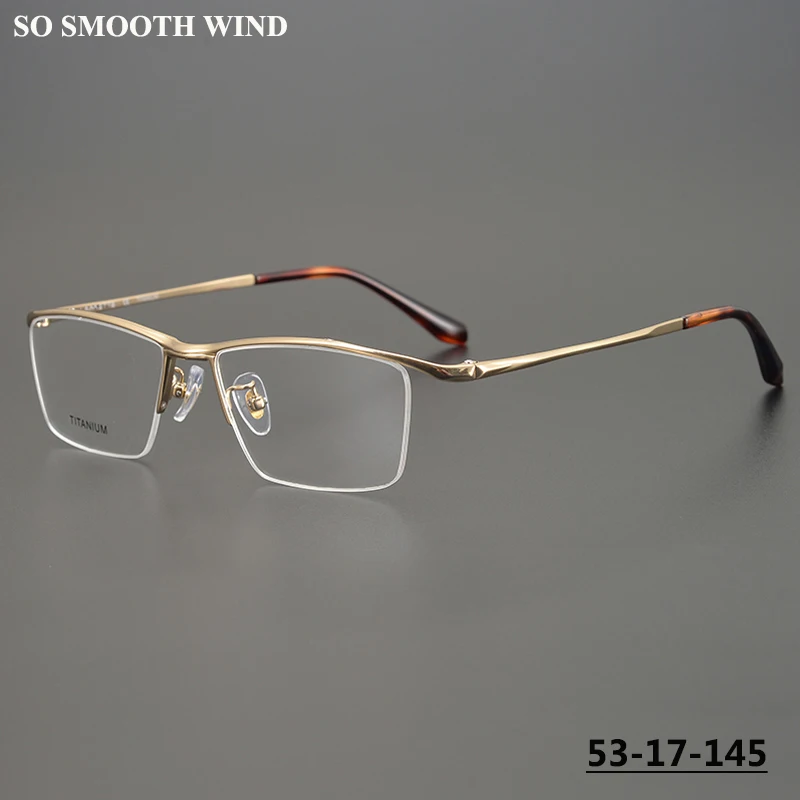 Ultra-light Pure Titanium Glasses Frame Business Half Frame Men's Myopia Anti-blue Prescription Eyeglasses Spectacles Handmade