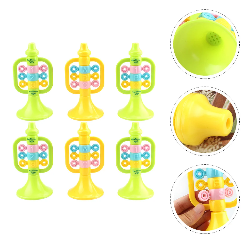 6 pezzi di cartoni animati pratici trombe di simulazione manico rotondo liscio bambini sicuri giocano strumenti per spettacoli teatrali trombe pratiche