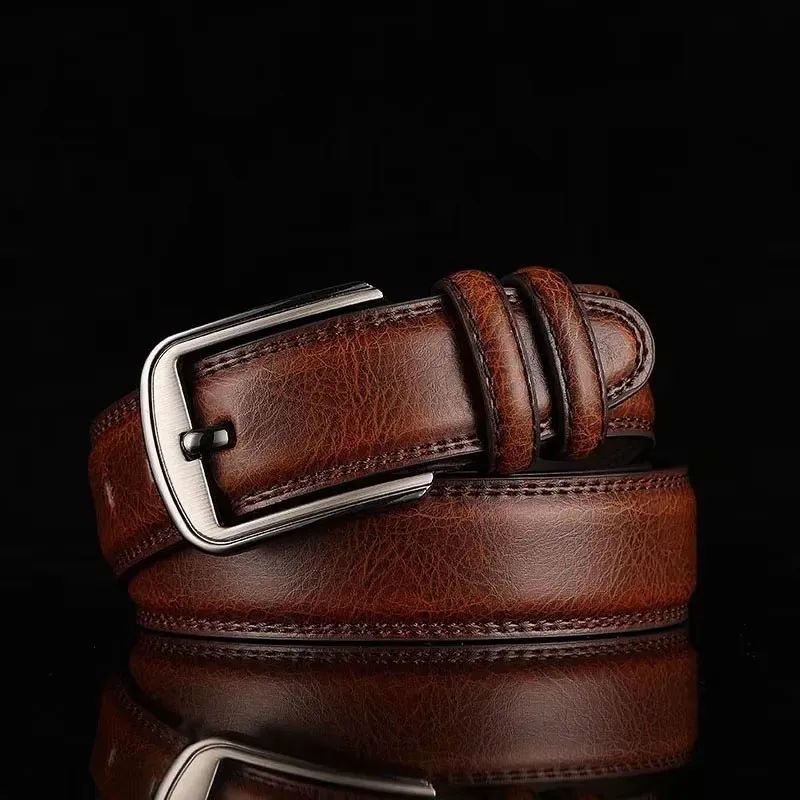 

1Pc 3.7cm Men's Belts 110-130cm 2nd Cowskin Cowboy Waistband Luxury Brands Designer Leather Belt for Adults Jeans Accessories