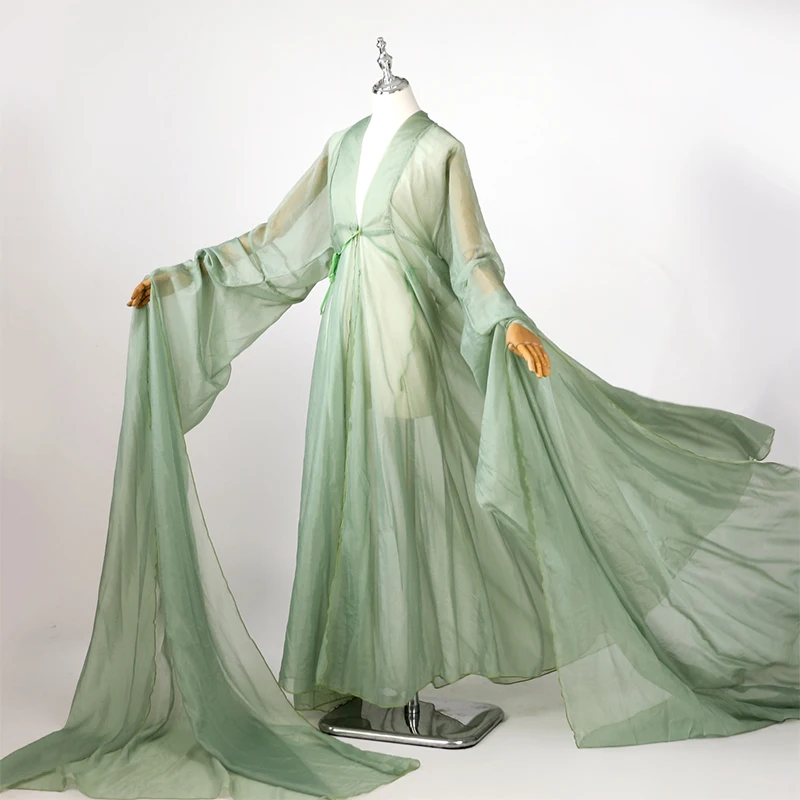 

Hanfu Chiffon Cloak Antique Big Swing Dress Hanfu Water Sleeves Extra Long Sleeve Coat Fairy Chinese Dance Performance Costume