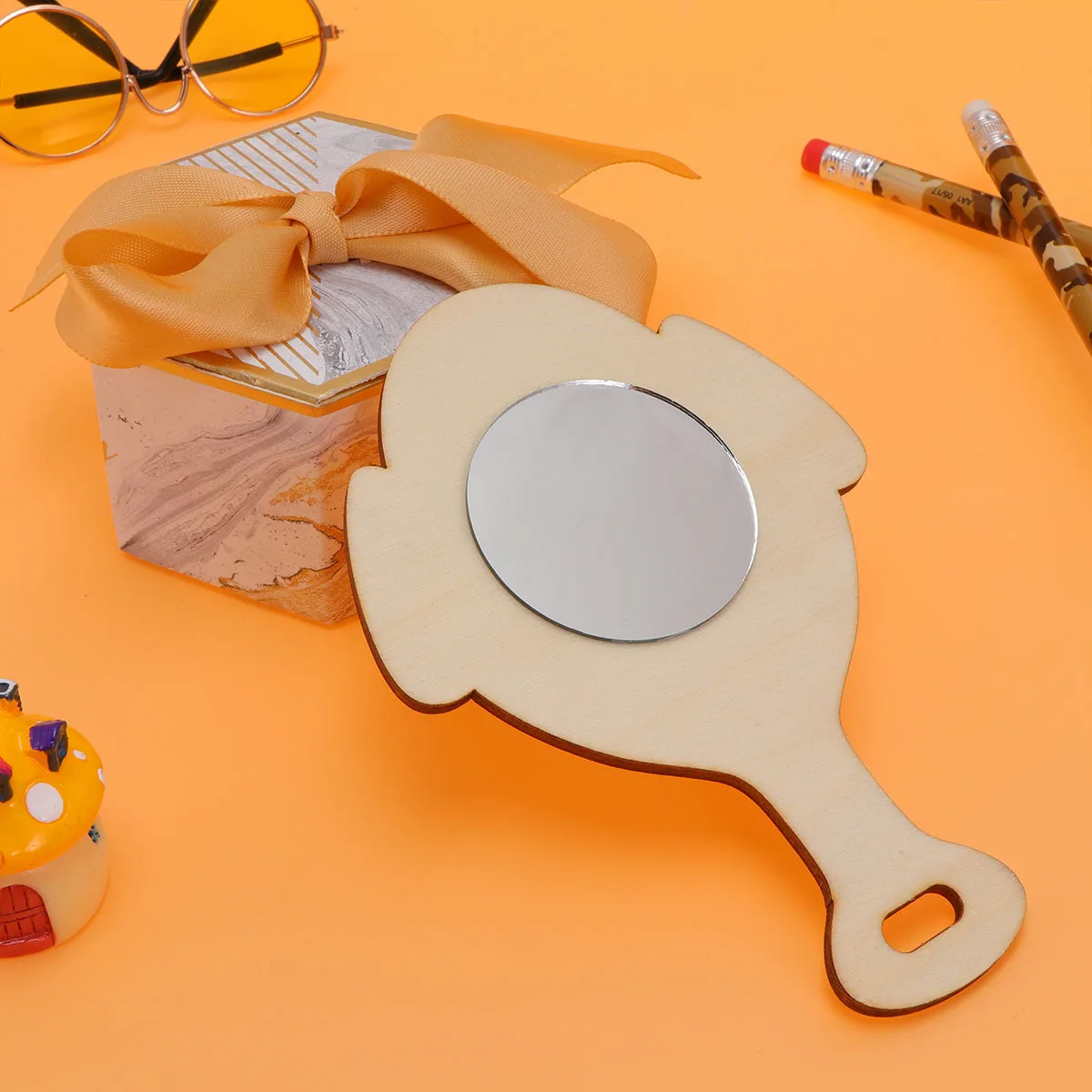 10 Stück Mini-Holzspiegel zum Selbermachen, pädagogisch, handgefertigt, Malerei, kreatives Kunsthandwerk für Kinder, Kaninchen, Katze, Bär, Pinguin, Sternformen