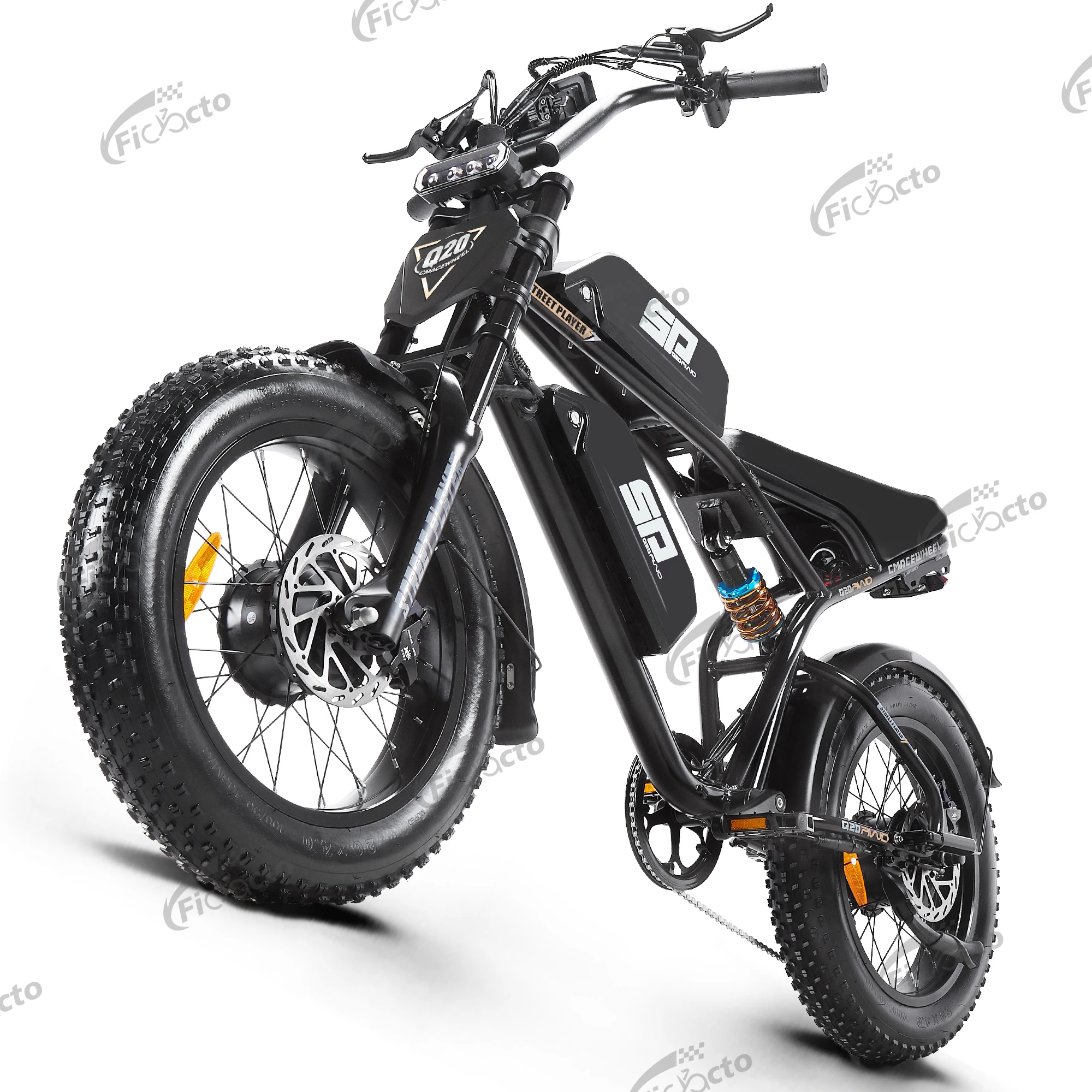 Bicicleta eléctrica de doble motor CEAYA Q20MAX, 48V 36AH, batería dual, neumáticos gruesos, freno de aceite, suspensión dual, bicicleta eléctrica de montaña con autonomía de más de 100 km.