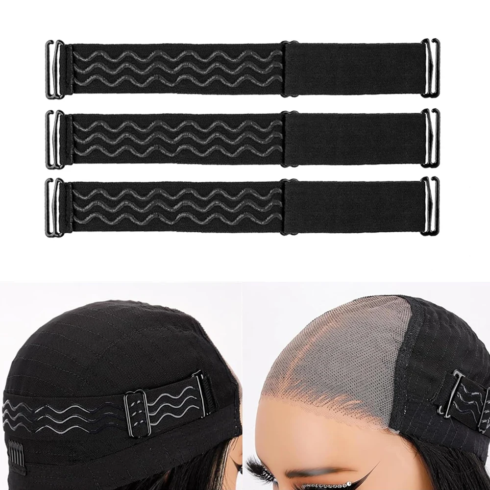 

1/3/5pcs Black Elastic Band For Wigs，3Cm Width Silicone Wig Band Adjustable Strap Non-Slip Rubber Band